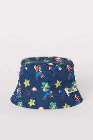 Printed Sun Hat Dark Blue Super Mario Kids H M Us Sun Hats Bucket Hat Fashion Hats