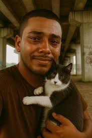 Unlikely friendship between stray dog and cat