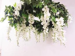 White Wisteria Flower Chandelier Artificial Wisteria Ceiling Hanging Decor Wisteria For Wedding Mobile Silk Flower Wedding Decorations Fleurs Glycine Mobile Fleurs Fleur Decoration