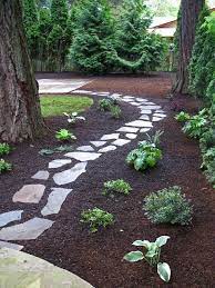 A walkway or stepping stone path in your backyard can help you better enjoy your outdoor space. Lovely Pathways For A Beautiful Home Garden Front Yard Landscaping Design Mulch Landscaping Landscaping Inspiration