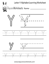 free letter y alphabet learning worksheet for preschool