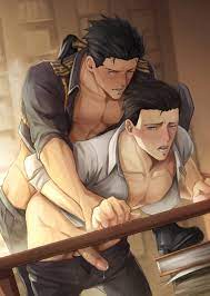 2boys abs ass bara bl black hair blue eyes blush character  request copyright request cum cum drip cum in ass doggy style dominant  dominant male domination erection gay gay