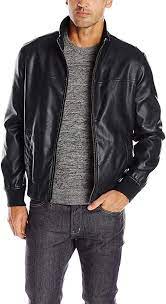 Tommy Hilfiger Men S Smooth Lamb Touch Faux Leather Unfilled Bomber Black M Brown Leather Jacket Men Leather Jacket Men Distressed Leather Jacket