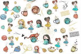 We offer a complete line of bamboo/wood or stainless steel single points, double points, circulars, crochet and tunisian hooks. Knitting Time Clipart Set Grafik Von Ramandu Creative Fabrica