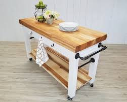 Chef S Maple Butcher Block Island Cart Rolling Food Prep Work Station With Industrial Steel Pipes In 2020 Butcher Block Island Maple Butcher Block Butcher Block