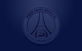 تحميل خلفيات باريس سان جيرمان الإبداعية شعار 3d خلفية زرقاء