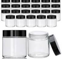 Amazon.com: 4oz Glass Clear Cosmetic Jars with Black Lids,Empty Small Glass  Jars with Inner Liners,Round Travel Sample Container for ...