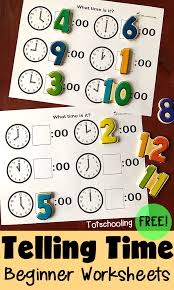 Kindergarten worksheets are great for kindergarten kids to practice math, writing, letters, or just have fun with puzzles like mazes, connect the dots, and more. Telling Time Preschool Worksheets Totschooling Toddler Preschool Kindergarten Educational Printables