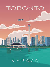 Toronto Travel Poster Vintage Retro Wall Art Skyline Map City Decor Print Retro Travel Poster Poster Vintage Retro Posters Canada