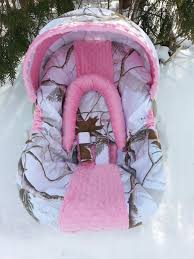 Camo Infant Car Seat Cover Realtree Snow Fabric And Pink Minky Baby Car Seats Awesome Baby Gear Baby