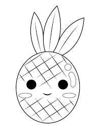 Download Printable Kawaii Pineapple Coloring Page