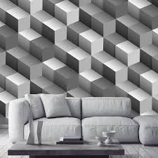 Black And White Mural Ideas Monochrome Cubes 3 Dimensional Pattern Custom Wall Mural 3d0010 Custom Wall Murals Black And White Wallpaper Grey Interior Design