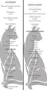 Le Chat Noir French Restaurant Menu In Riverside California Usa