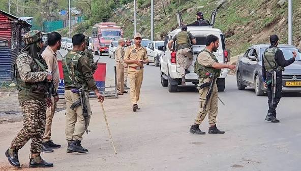 Watch: Security personnel rush to the spot following a terrorist attack on  tourists, in Pahalgam on Tuesday. (ANI Photo)