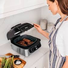 Ninja Foodi 5 In 1 Indoor Smokeless Air Fry Electric Grill Stainless Steel Black Ag301 Best Buy Indoor Grill Cooking On The Grill Grilling Recipes