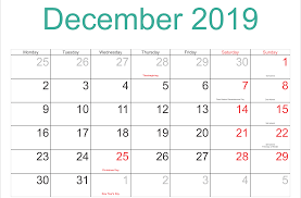 December 2019 Calendar Holidays Holiday Printable Templates Calendar Template Holiday Calendar