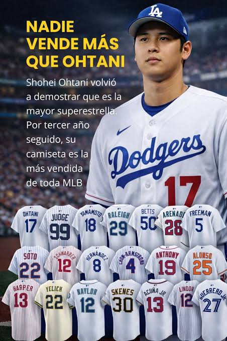 Shohei Ohtani lidera por cuarto año consecutivo las ventas de camisetas de MLB  Shohei Ohtani encabeza por cuarto año consecutivo las ventas de camisetas  de MLB, seguido por Aaron Judge y Pete