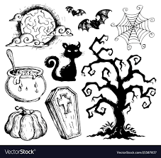 Halloween Drawings Collection 2 Vector Illustration Download A Free Preview Or High Qu Halloween Pictures To Draw Easy Halloween Drawings Halloween Drawings