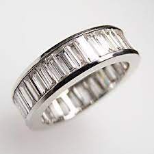 Estate Eternity Style 5 Carat Vs Baguette Diamond Wedding Band Ring Solid 14k White Gold - Eragem Black Hills Gold Jewelry Jewelry Estate Jewelry Rings