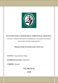 Jun 07, 2019 · la eutanasia pasiva, en cambio, se refiere a la supresión o no aplicación de medidas que mantienen o pueden mantener a una persona con vida, la cual fallece como consecuencia de estas decisiones. Eutanasia Pasiva Muerte Digna Marco Legal Argentino El Retiro O Rechazo De Hidratacion Y O Alimentacion Son Supuestos De Eutanasia Pasiva Dentro Del Marco Legal Argentino