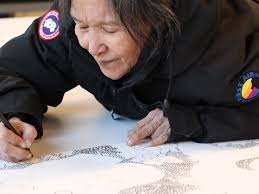 Shuvinai was born in Cape Dorset in August, 1961. She is the daughter of  Kiawak Ashoona and Sorosilutu, both well known for their contributions to  the arts in Cape Dorset. Shuvinai began