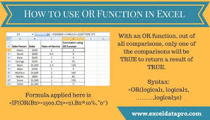 How To Use Or Function Exceldatapro Infographic Function Excel