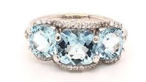 999 pure fine silver raw aquamarine and white raw diamond engagement ring. 18kw 3 Stone Aquamarine And Diamond Ring Williams Jewelers Fine Jewelers Of Denver Co