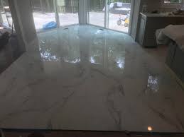 kitchen floor install (porcelain tile
