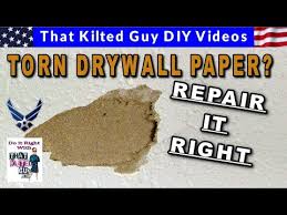 How to repair a hole in your drywall. Repair Damaged Torn Drywall Paper Before You Mud It Youtube