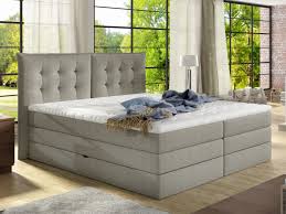 Letto altezza testastata con cassone / letto in legno con testata imbottita | posot class : Set Boxspring Completo Letto Plaisir 2 X 80 X 200 Tessuto Beige