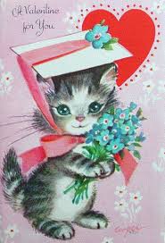 G454 Vintage Marjorie M Cooper Valentine Greeting Card Sweet Kitten Heart Hat Ebay Vintage Valentine Cards Valentines Day Cat Vintage Cards