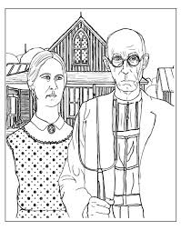 Take a deep breath and relax with these free mandala coloring pages just for the adults. Grant Wood American Gothic Masterpieces Adult Coloring Pages
