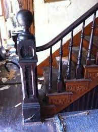 Complete Antique Staircase With Walnut Handrail Large Newel Post Ebay Newel Post Staircase Victorian Staircase