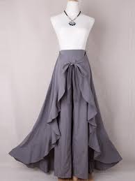 Voir plus d'idées sur le thème robe sur pantalon, mode femme, combi pantalon. Pantalons Robe Longue A Volantee Fluide Ceinture Irreguliere Mode Femme Gris Pantalon Bas
