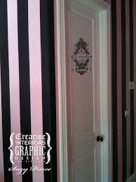 Black And Pink Room Paint French Stripes Paris Themed Room Striped Walls Pink Black Girls Room