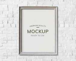 Download Premium Psd Of One Photo Frame Isolated On White Brick Wall 328108 Frame Mockups Frame Photo Frame Wall