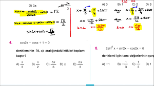2020 Ayt Matematik Kampi Trigonometrik Denklemler Soru Cozumu Aydin Yayinlari Trigonometri Youtube