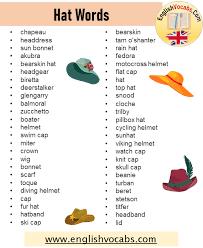 Maybe you would like to learn more about one of these? 95 Different Types Of Hats Vocabulary List English Vocabs