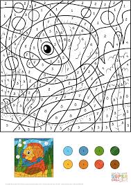 golden fish color by number free printable coloring pages