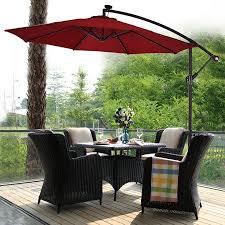Costway 10 Hanging Solar Led Umbrella Patio Sun Shade Offset Market W Base Burgundy Walmart Com Offset Patio Umbrella Patio Sun Shades Outdoor Patio Umbrellas