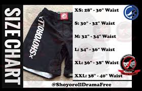 Shoyoroll Nogi Shorts Size Chart Bjj New Gear