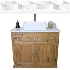 Vanity units are the perfect addition to any bathroom, providing extra storage without encroaching on your floor space. Bathroom Vanity Unit In Solid Oak Single Sink Cabinet Ceramic Basin Tap Plug Ebay