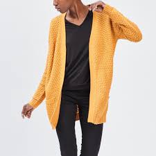 Veste élégante qui contient de la laine. Gilet Mi Long Droit Femme Jaune Moutarde La Halle