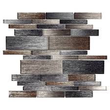 Mtow0010 Modern Brown Grey Metallic Multi Size Linear Glass Mosaic Tile Mosaic Backsplash Kitchen Glass Mosaic Tiles Black Backsplash