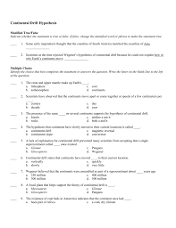 7 1 Continental Drift Hypothesis Test And Answers
