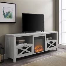 Installation for the fireplace requires no technician, simply plug into any standard household outlet. Manor Park Rustic Fireplace Tv Stand For Tvs Up To 78 Stone Grey Walmart Com Walmart Com