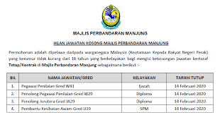 Group ni ditubuhkan khasnya bagi kawasan jajahan seri manjung bagi memudahkan orang awam mencari dan mengiklankan apa sahaja jawatan kosong yang ada. Jawatan Kosong Terkini 2020 Di Majlis Perbandaran Manjung