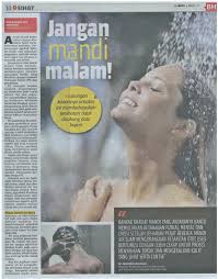 1.berlaku kebocoran pada organ lain. Penolong Pegawai Perubatan Jangan Suka Mandi Malam Nanti Paru Paru Masuk Air Inilah Antara Kepercayaan Atau Mitos Yang Biasa Kita Dengar Dalam Masyarakat Melayu Berhubung Soal Mandi Malam Bahkan Sehinggakan Anda Dewasa Mitos