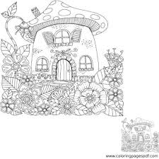 Take a deep breath and relax with these free mandala coloring pages just for the adults. Coloring Page Of A Mushroom House With Flowers
