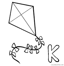 Kite coloring page to color, print or download. Kite Coloring Pages K For Kite Coloring4free Coloring4free Com